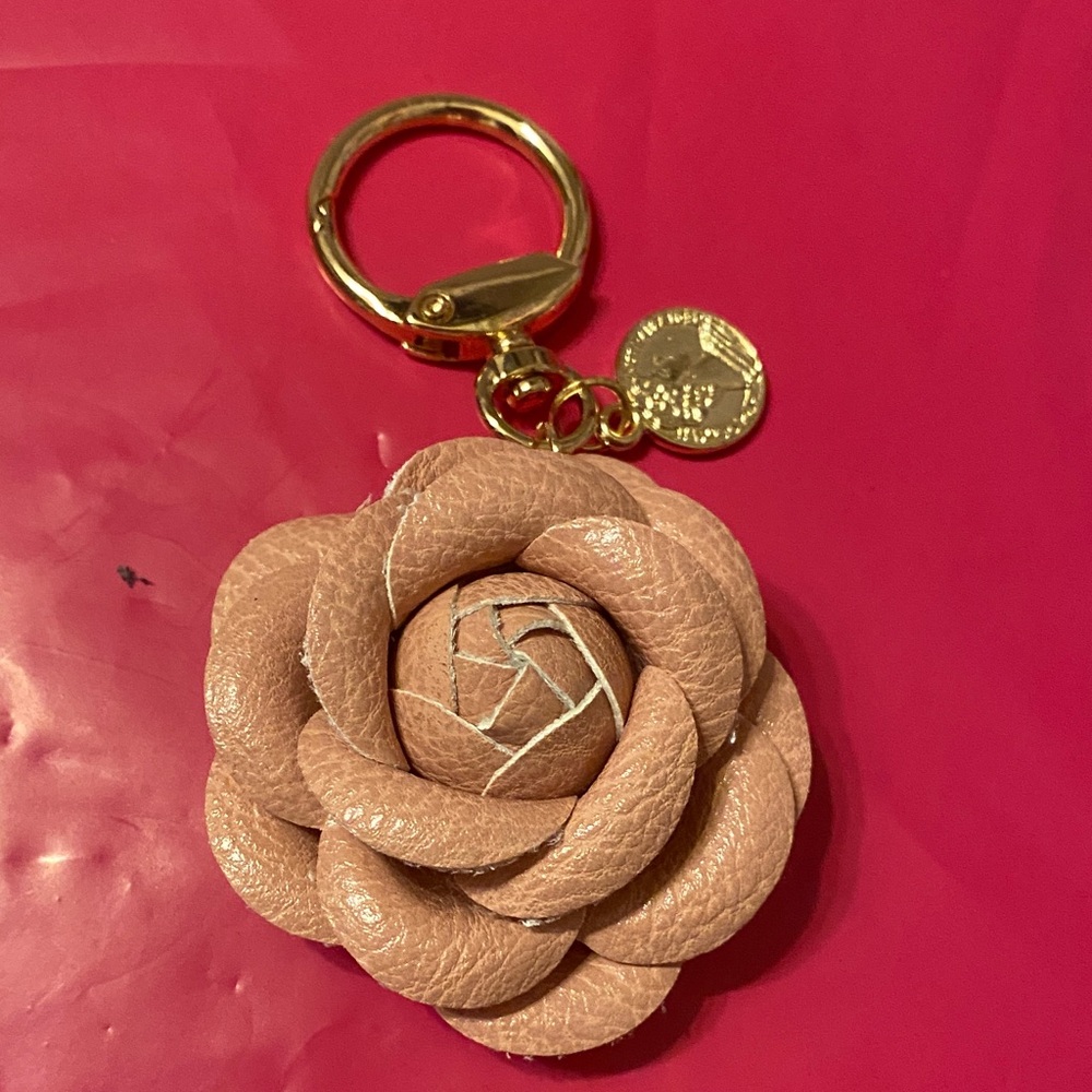 Elegant Tan Floral Keychain bag charm
